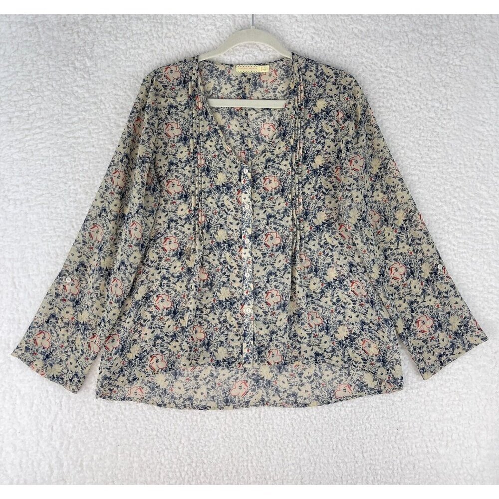 Pins and Needles‎ Floral Print Button-Up Shirt Womens Long Sleeve Size Medium